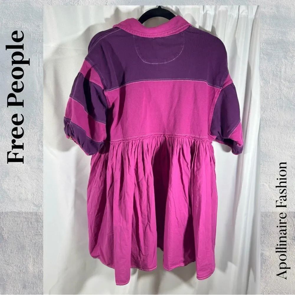 Free People Remy Rugby Tunic In Wineberry Medium New - Picture 6 of 7